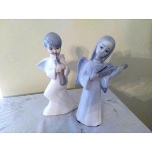 Vintage Tengra Porcelain Angel Figurines with Instruments from Spain-2 figures